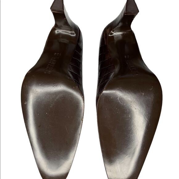 Lauren Ralph Lauren NWOB Cocodrile Women High Heels Brown Sz 10 B Made … - Picture 9 of 12